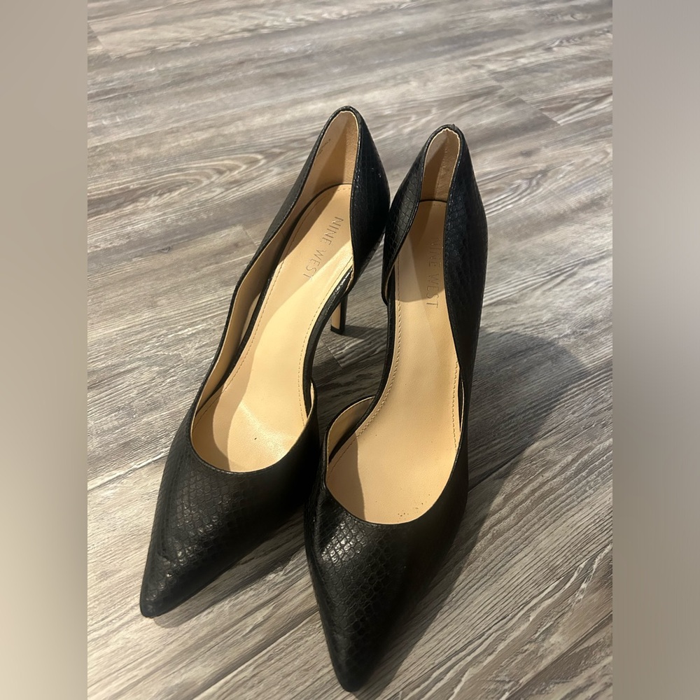 Nine West Black Snakeskin Heels
